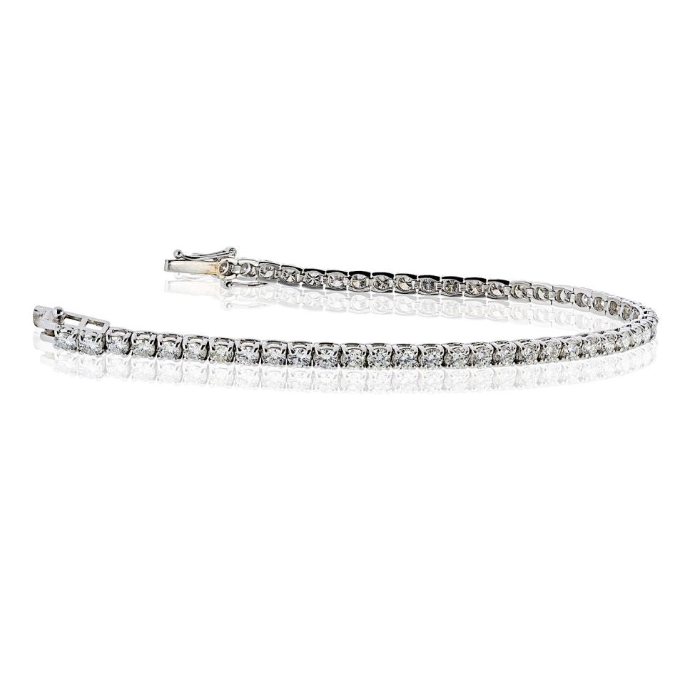 Tennis 14K White Gold 6.37cttw Round Diamond Bracelet - The Back Vault