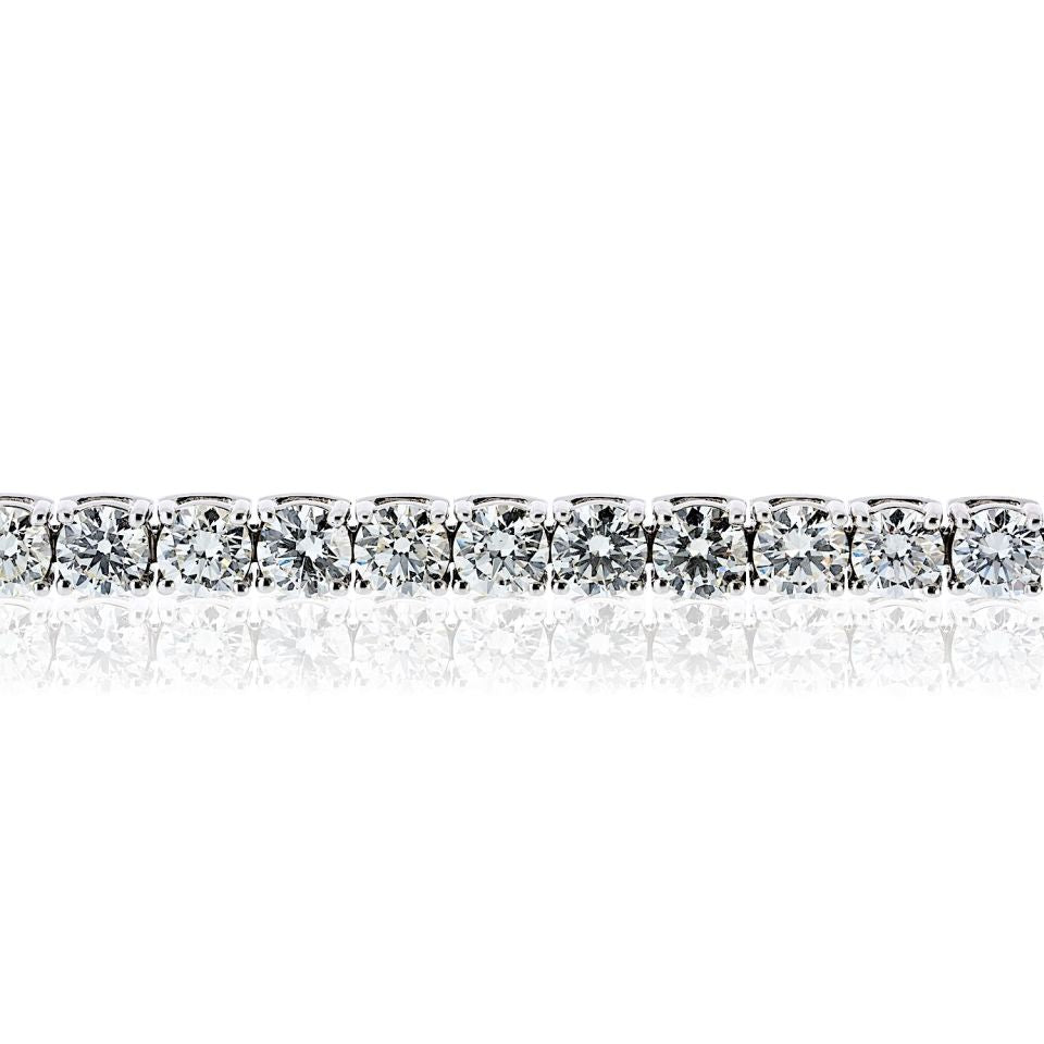 Tennis 14K White Gold 14.02cttw Round Cut Natural Diamond Tennis Bracelet - The Back Vault