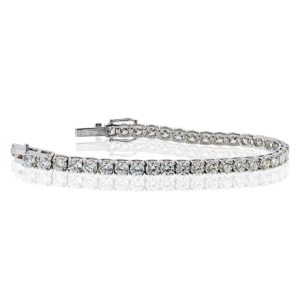14K White Gold 14.02cttw Round Cut Natural Diamond Tennis Bracelet