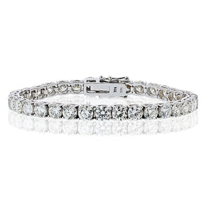 Tennis 14K White Gold 14.02cttw Round Cut Natural Diamond Tennis Bracelet