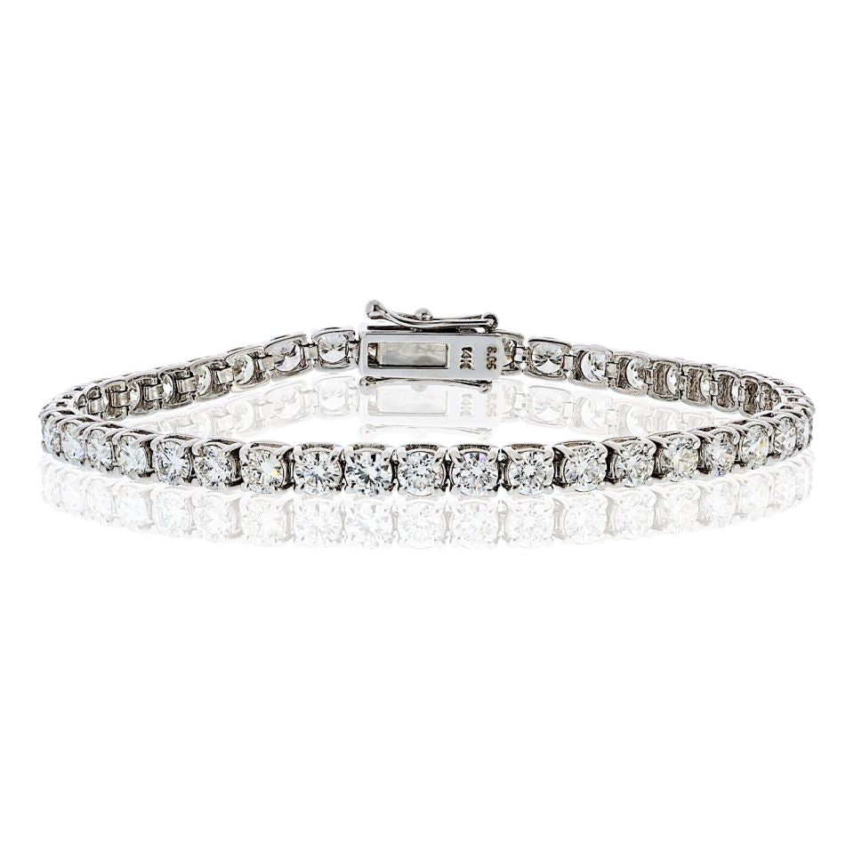 14K White Gold 8.06cttw Diamond Tennis Bracelet - The Back Vault