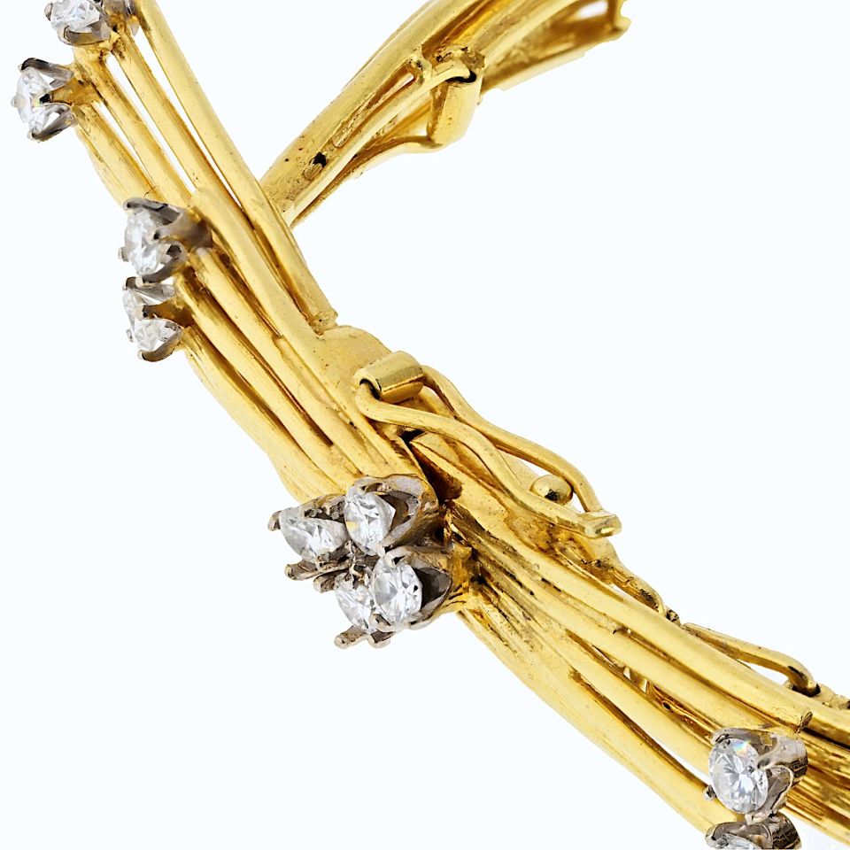 18K Yellow Gold Vintage Gold Spray Diamond Necklace - The Back Vault