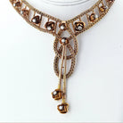 18K Yellow Gold 2.75cttw Mid Century Diamond Floral Chocker Necklace - The Back Vault