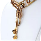 18K Yellow Gold 2.75cttw Mid Century Diamond Floral Chocker Necklace - The Back Vault