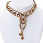 18K Yellow Gold 2.75cttw Mid Century Diamond Floral Chocker Necklace - The Back Vault