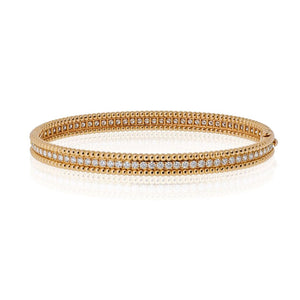 Van Cleef & Arpels 18K Rose Gold Perlee Diamond Size L Bangle 1 Row Bracelet