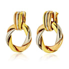 Cartier 18K Tri Color Door Knocker For Pierced Earrings - The Back Vault