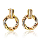 Cartier 18K Tri Color Door Knocker For Pierced Earrings - The Back Vault