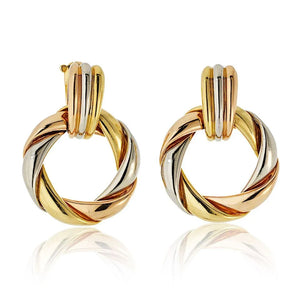 Cartier 18K Tri Color Door Knocker For Pierced Earrings