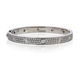 Cartier Love 18K White Gold 12 Diamonds Pave Size 17 Bracelet