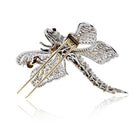 Platinum & 18K White Gold Diamond Dragonfly With Ruby Eyes Brooch - The Back Vault