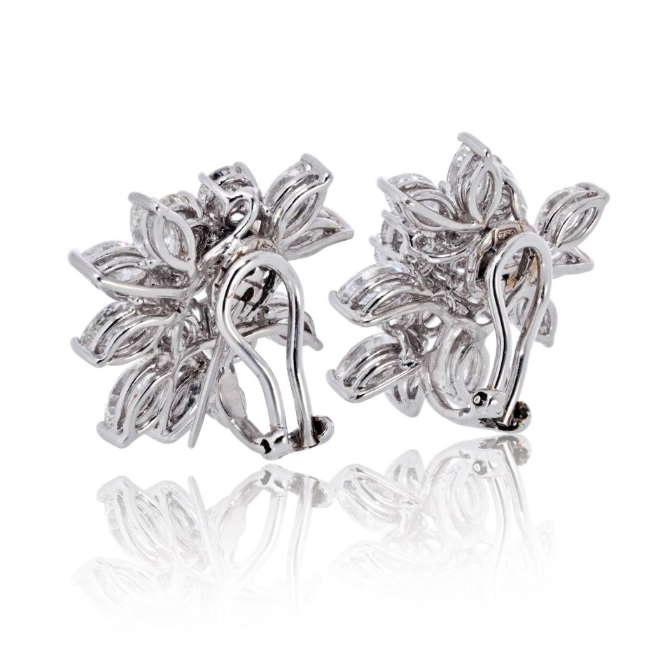 18K White Gold 7.00cttw Cluster Diamond Earrings - The Back Vault