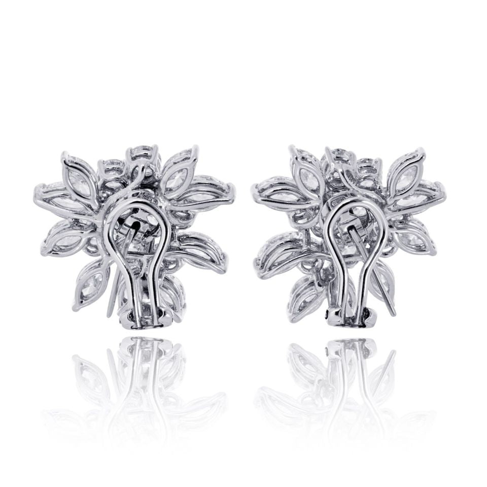 18K White Gold 7.00cttw Cluster Diamond Earrings - The Back Vault