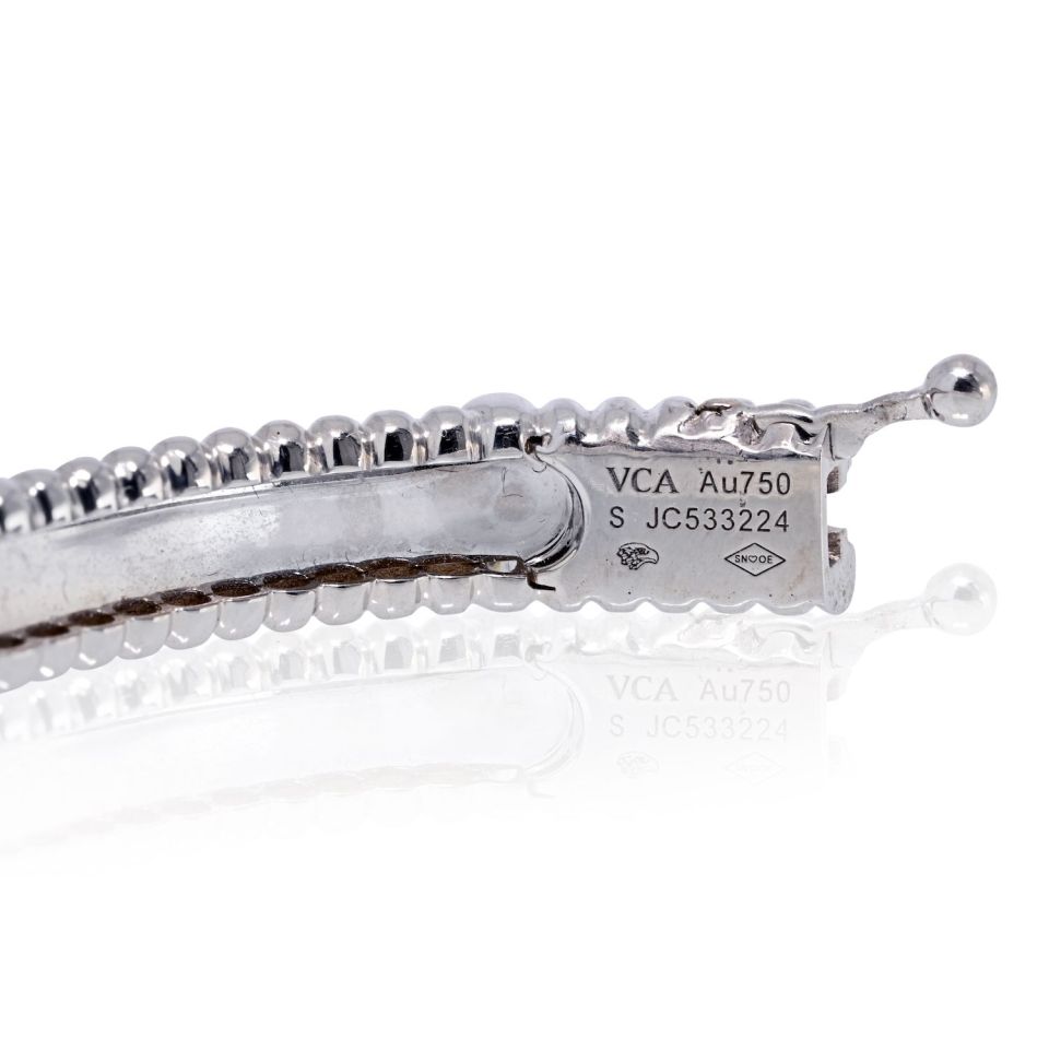 Van Cleef & Arpels 18K White Gold Perlee Clover Diamond Size S Bracelet - The Back Vault