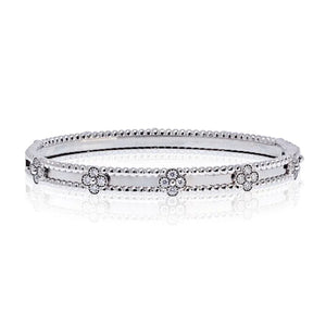 Van Cleef & Arpels 18K White Gold Perlee Clover Diamond Size S Bracelet