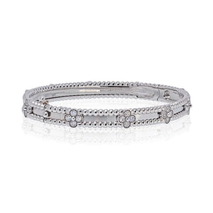 Van Cleef & Arpels 18K White Gold Perlee Diamond Clovers Size S Bracelet