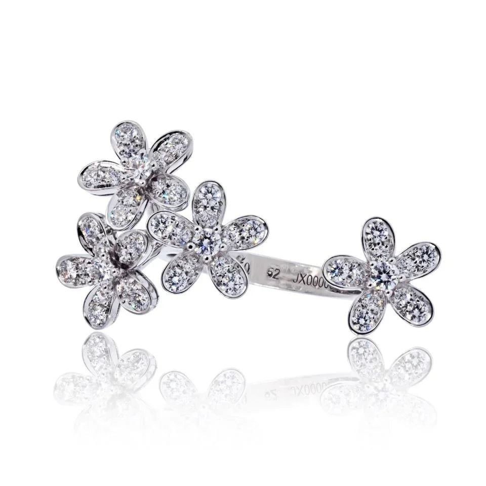 Van Cleef Arpels 18K White Gold Socrate Flower Diamond Ring