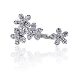 Van Cleef & Arpels 18K White Gold Socrate Flower Diamond Ring