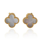Van Cleef & Arpels Alhambra 18K Yellow Gold Mother Of Pearl Classic Size Earrings - The Back Vault