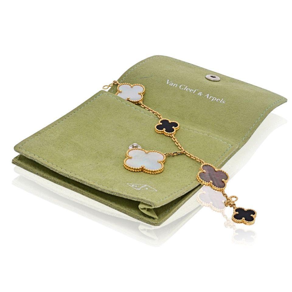 Van Cleef & Arpels Alhambra 18K Yellow Gold Magic Mother Of Pearl And Onyx Bracelet