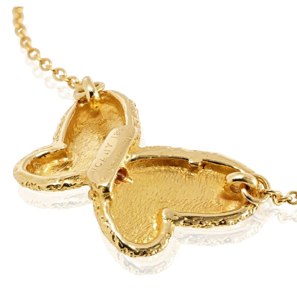 Van Cleef & Arpels 18K Yellow Gold All Gold Vintage Butterfly Necklace - The Back Vault
