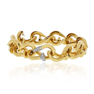 David Webb 18K Yellow Gold Diamond Nail Link 7.25 inches Bracelet