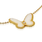 Van Cleef & Arpels 18K Yellow Gold Vintage Butterfly Pendant in White Coral Necklace
