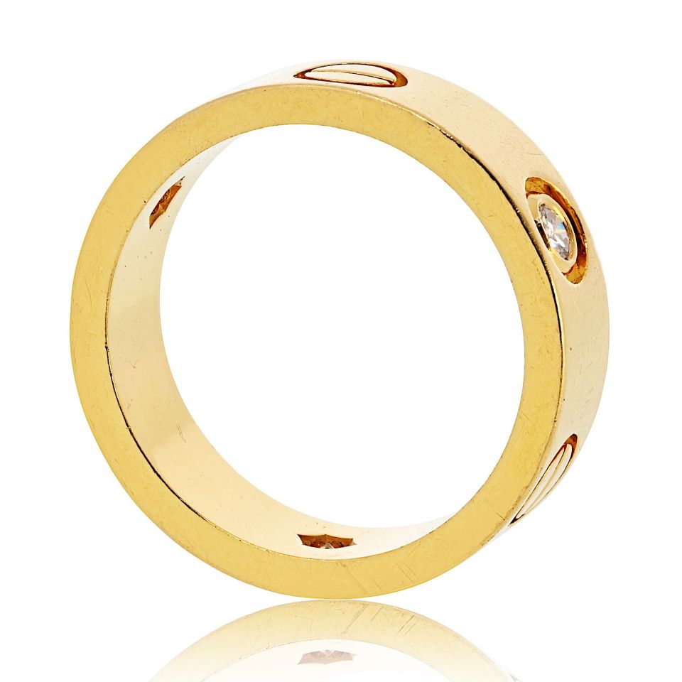 Cartier Love 18K Yellow Gold 3 Diamond, Size 54 Ring – The Back Vault