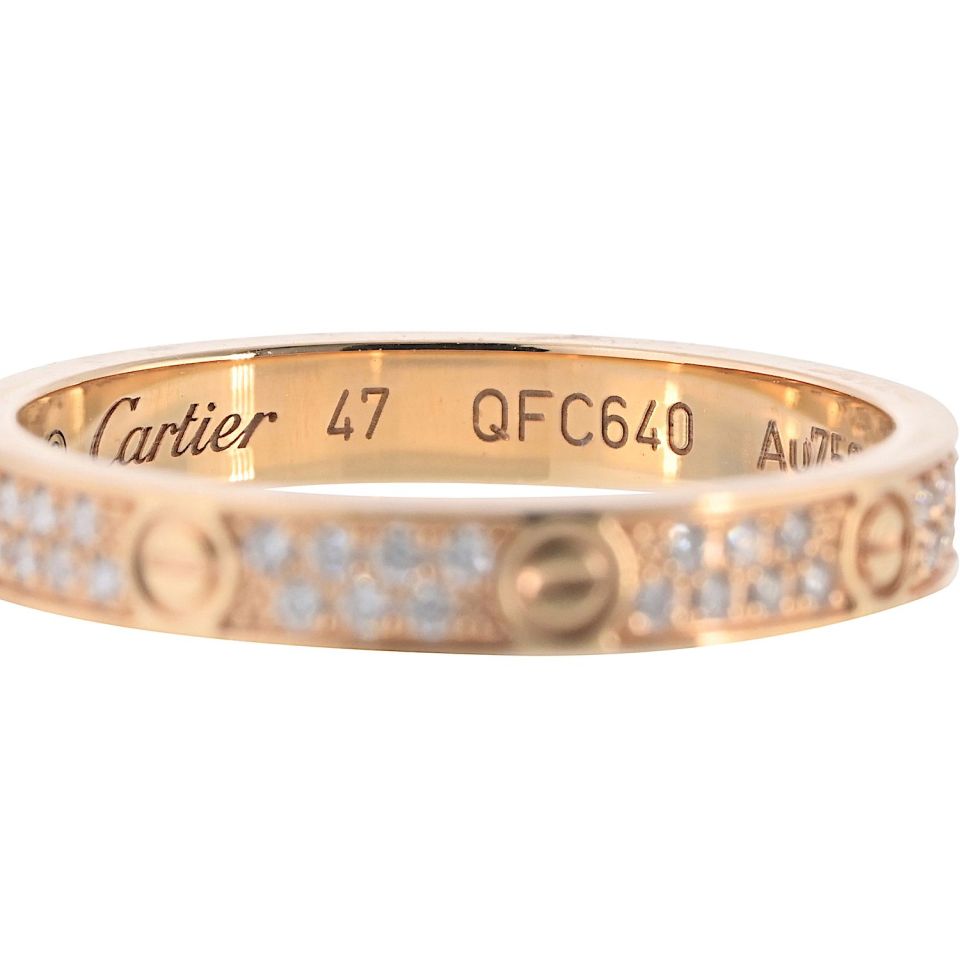 Cartier Love 18K Rose Gold Mini Pave Diamond Ring – The Back 