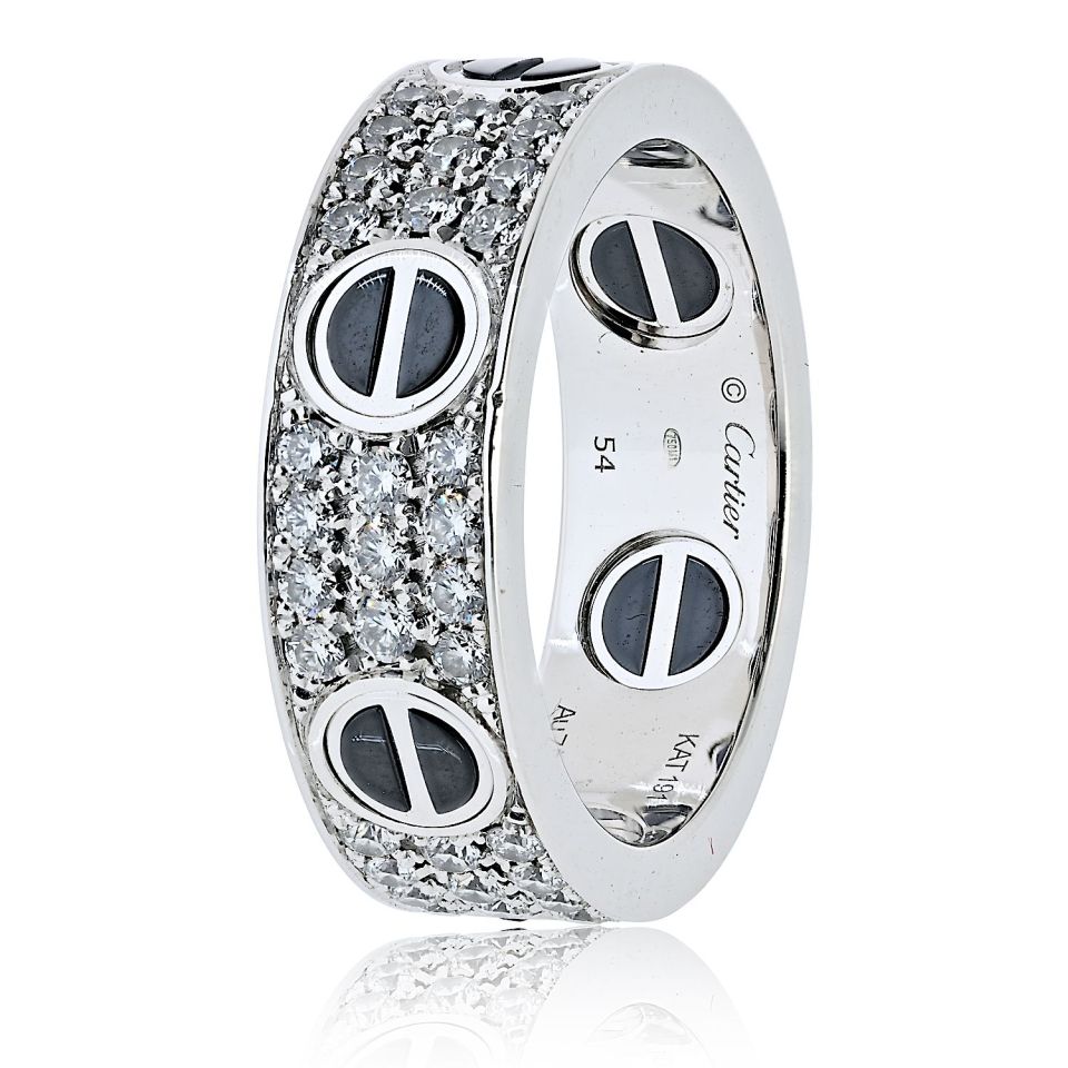 Cartier Love 18K White Gold Black Ceramic Motifs Ring – The Back Vault