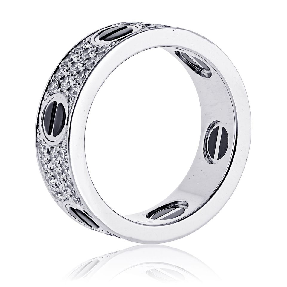 Cartier Love 18K White Gold Black Ceramic Motifs Ring – The Back Vault