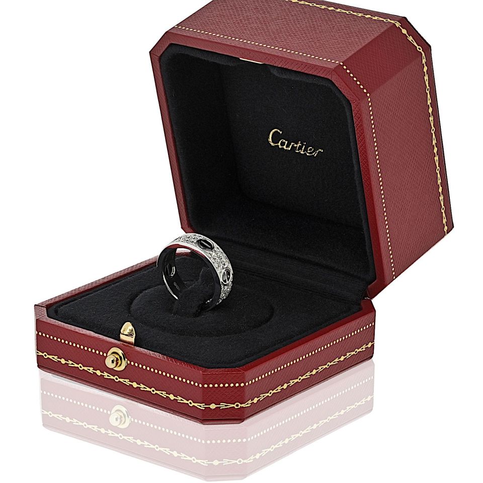 Cartier Love リング 18K WG Cartier Love 18K White Gold Black Ceramic Motifs Ring – The Back Vault