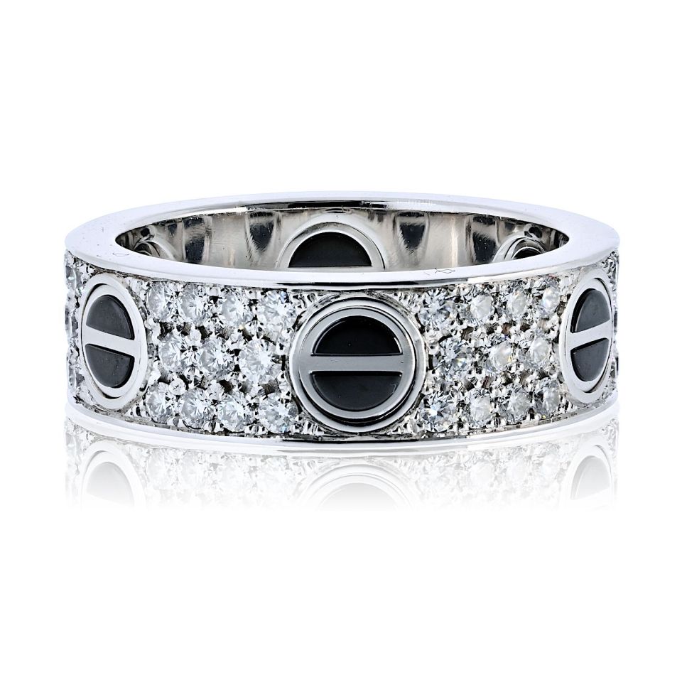 Cartier Love リング 18K WG Cartier Love 18K White Gold Black Ceramic Motifs Ring – The Back Vault