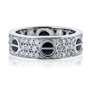 Cartier Love 18K White Gold Black Ceramic Motifs Ring