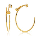 Cartier Juste Un Clou 18K Yellow Gold Hoop Diamond Tip Earrings