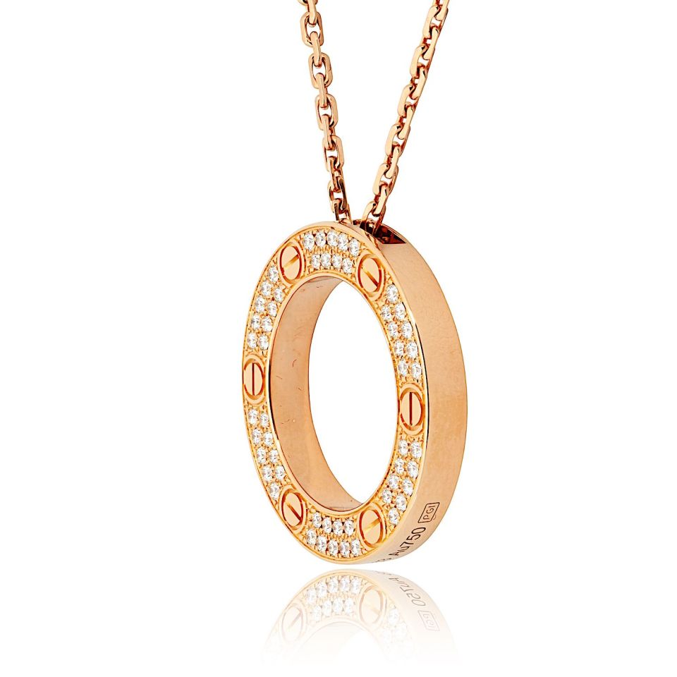 Cartier Love 18K Rose Gold Diamond Necklace – The Back Vault