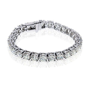 18K White Gold 19.00cttw Prong Set Round Diamond Tennis Bracelet