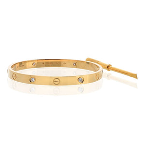 Cartier Love 18K Yellow Gold Size 18 4 Diamonds Bracelet