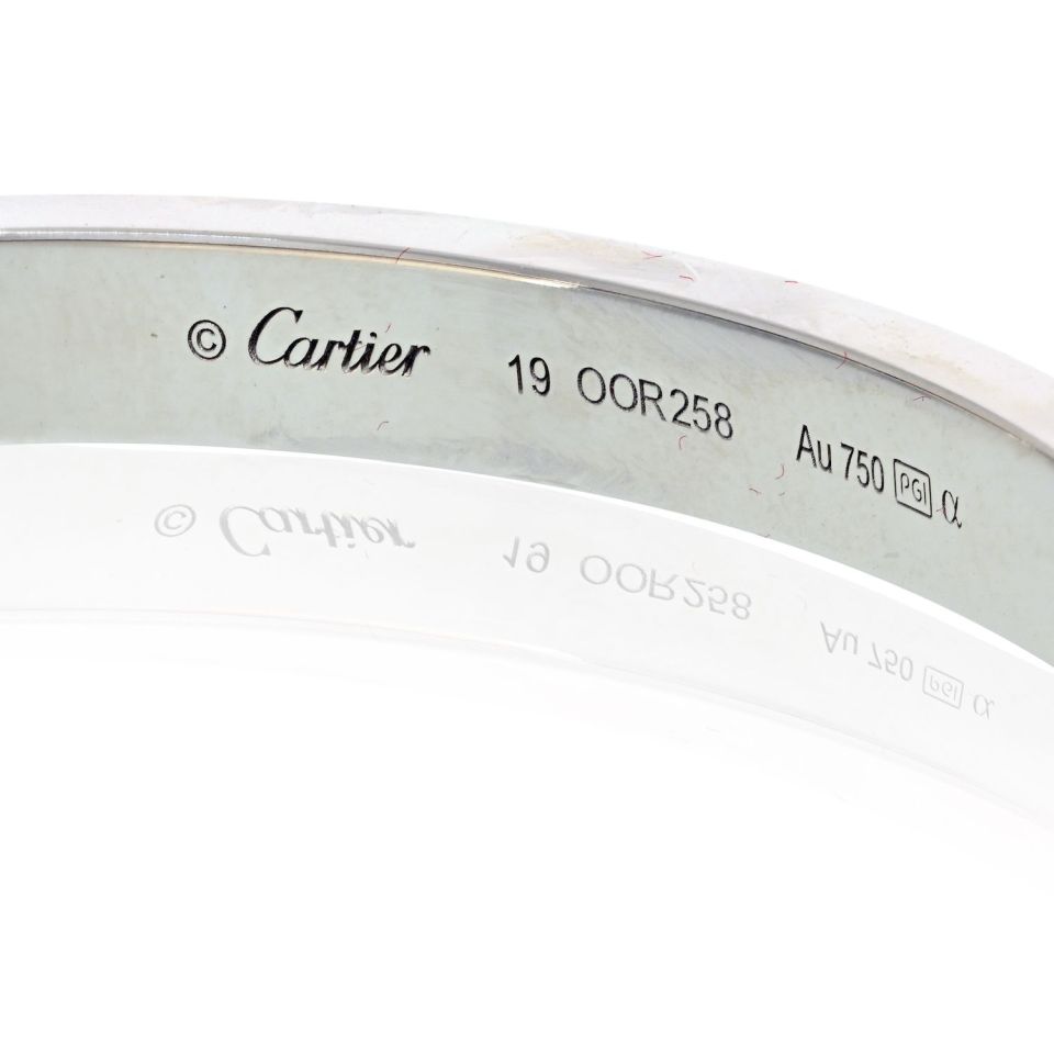 Cartier Love 18K White Gold Pave Diamonds Size 19 Bracelet – The