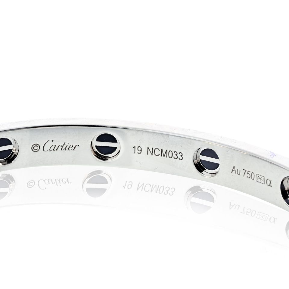 Cartier Love 18K White Gold Pave Diamonds and Ceramic Motifs Size