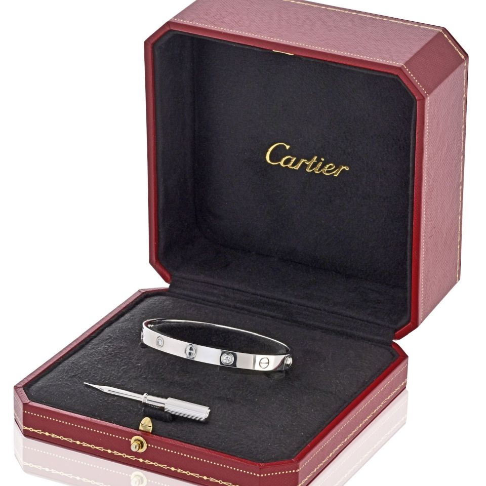 Cartier ギフトボックス 4点セット Cartier Love 18K White Gold 4 Diamonds Size 17 Bracelet – The Back