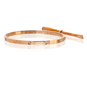 Cartier Love 18K Rose Gold 6 Diamond Small Model Size 17 Bracelet