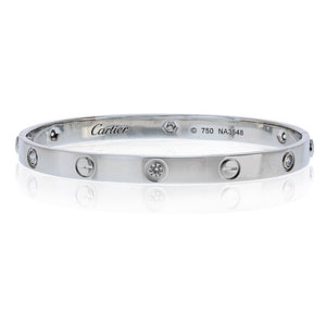 Cartier Love 18K White Gold 6 Diamonds Size 18 Bracelet