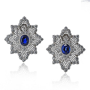 Buccellati 18K White Gold Sapphire And Diamond Earrings