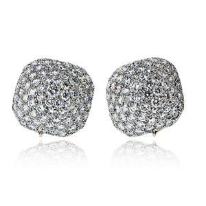 David Webb Bombe 18K White Gold Pave Round Cut Diamond Earrings