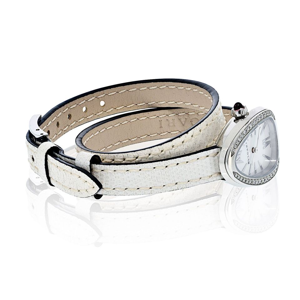Bvlgari Serpenti 18K White Gold Quartz, White Dial Diamond Ladies
