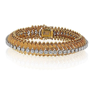Platinum & 18K Yellow Gold 4.25cttw Round Diamond Italian Bracelet