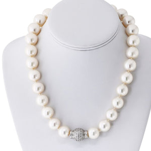 Pearl 18K White Gold 13-17mm South Sea Diamond Clasp 18 Inches String Necklace