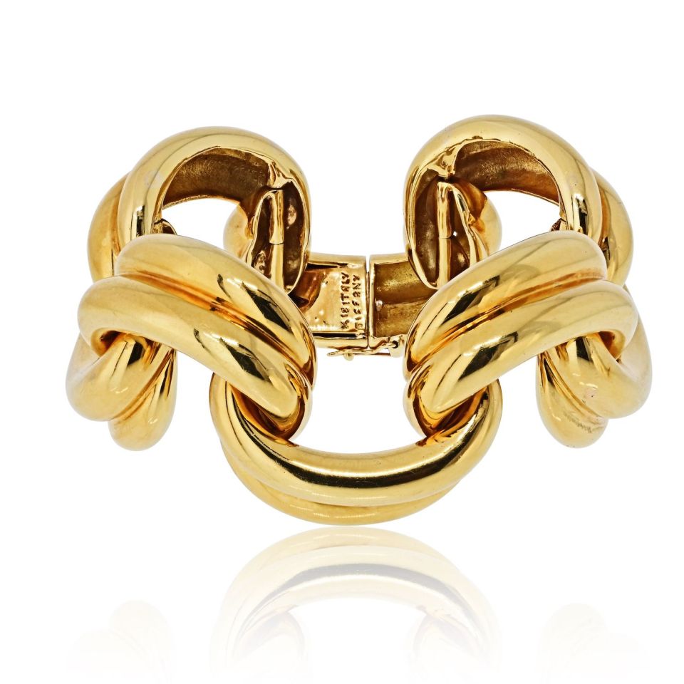 Tiffany & Co. 18K Yellow Gold 1970's Open Link Drapes Bracelet