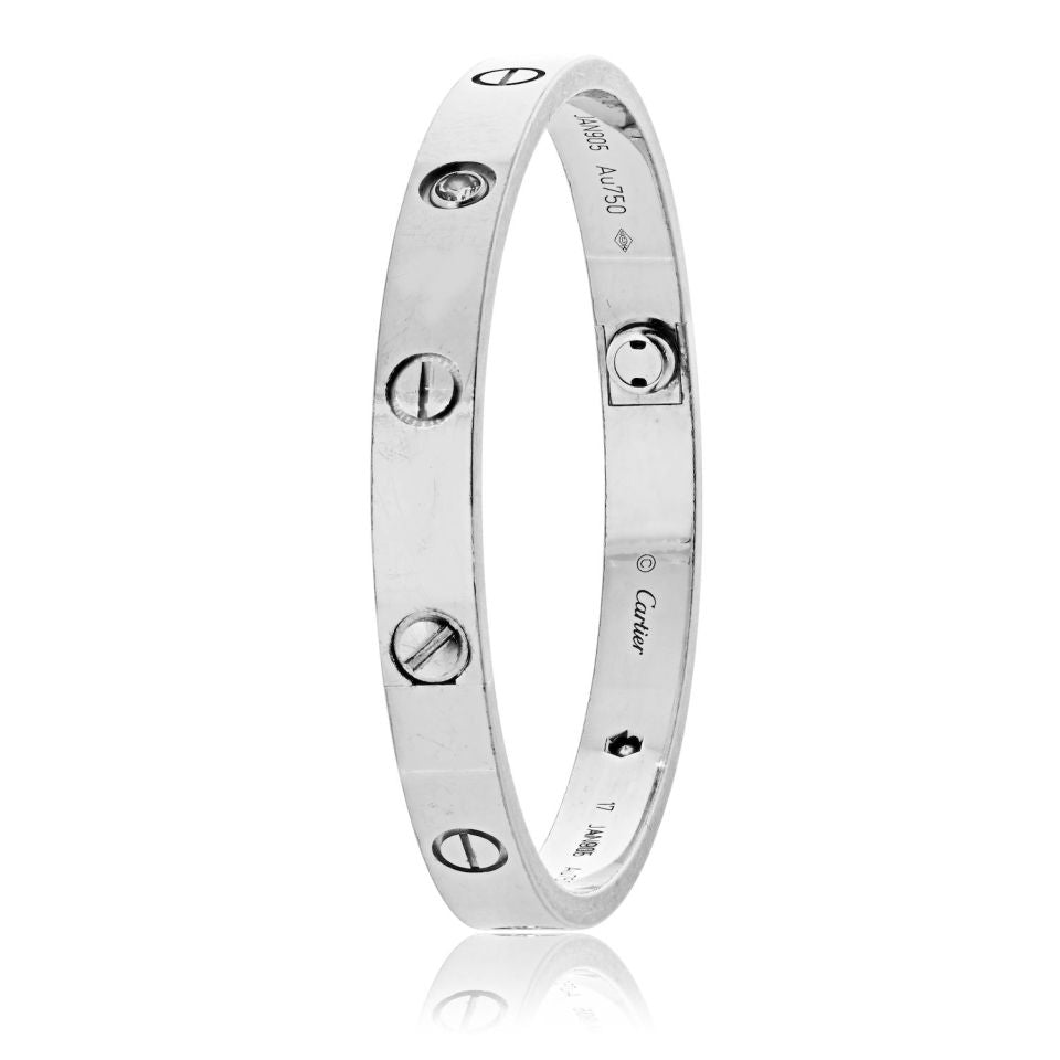 Cartier Love 18K White Gold 4 Diamonds Size 17 With Certificate